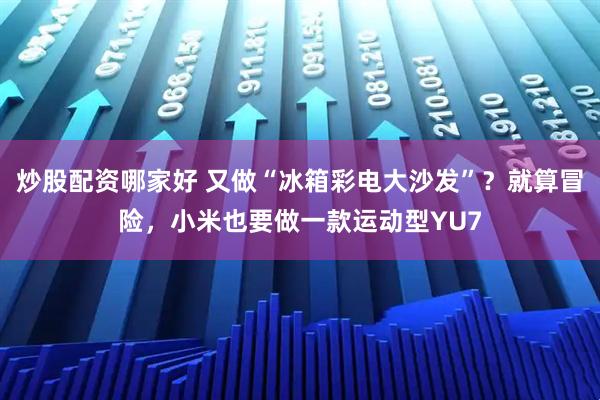 炒股配资哪家好 又做“冰箱彩电大沙发”？就算冒险，小米也要做一款运动型YU7